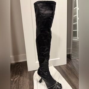 Black Leather Over-the-Knee Boots